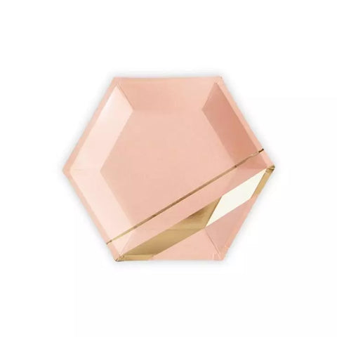 Gold & Blush Hexagon Party Plates - Large