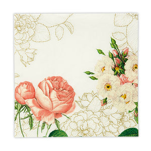 Pink Rose Floral Print Paper Napkins