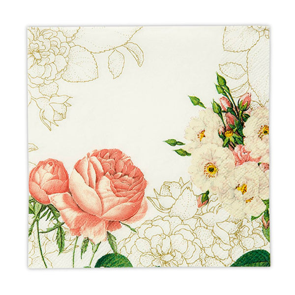 Pink Rose Floral Print Paper Napkins