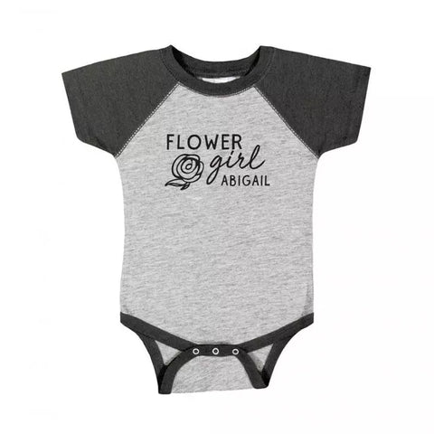 Cute Personalized Black & Gray Baby Bodysuit - Flower Girl