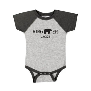 Cute Personalized Black & Gray Baby Bodysuit - Ring Bearer