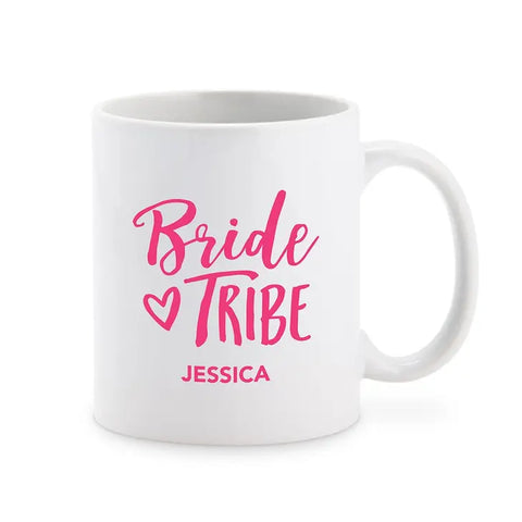 Custom White Ceramic Coffee Mug - Bride Tribe Print