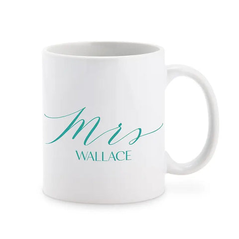 Custom White Ceramic Coffee Mug - Mrs. Print