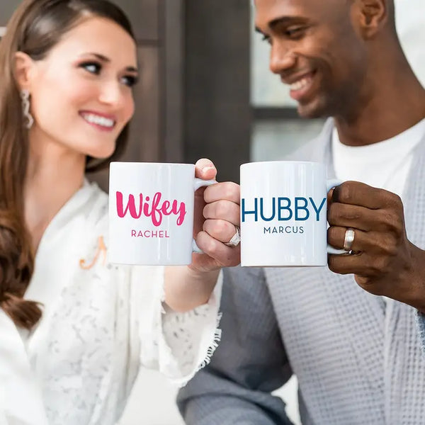 Custom White Ceramic Coffee Mug - Wifey Print