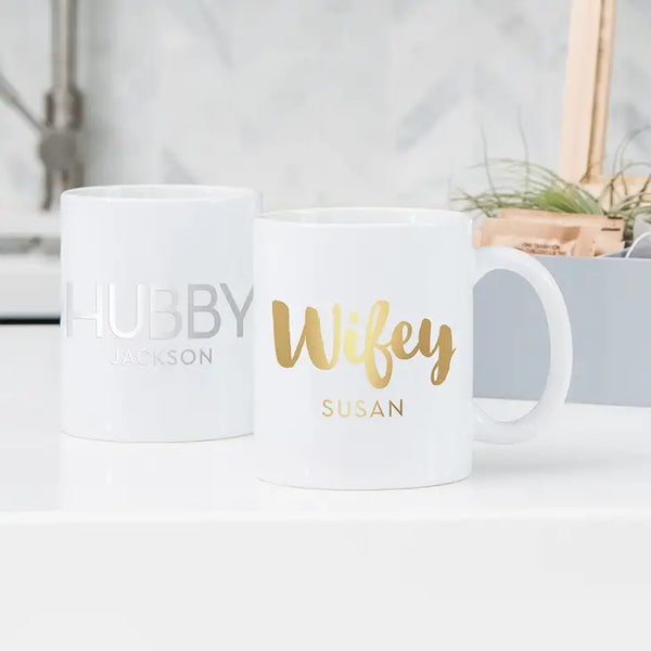 Custom White Ceramic Coffee Mug - Wifey Print