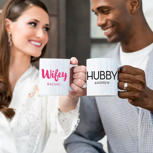 Custom White Ceramic Coffee Mug - Hubby Print