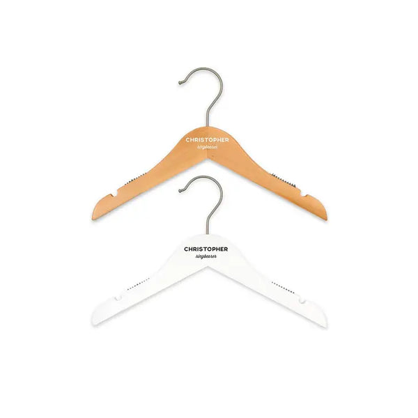 Personalized Wooden Junior Wedding Party Clothes Hanger - Simple Text