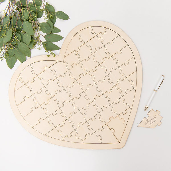 Wooden Heart Jigsaw Wedding Guest Book