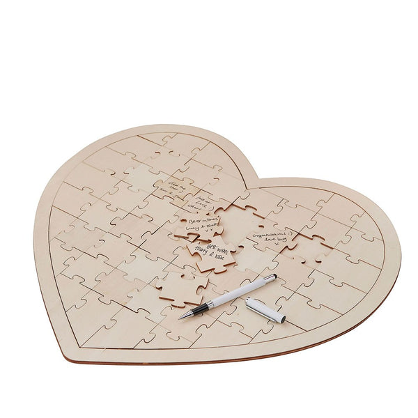 Wooden Heart Jigsaw Wedding Guest Book