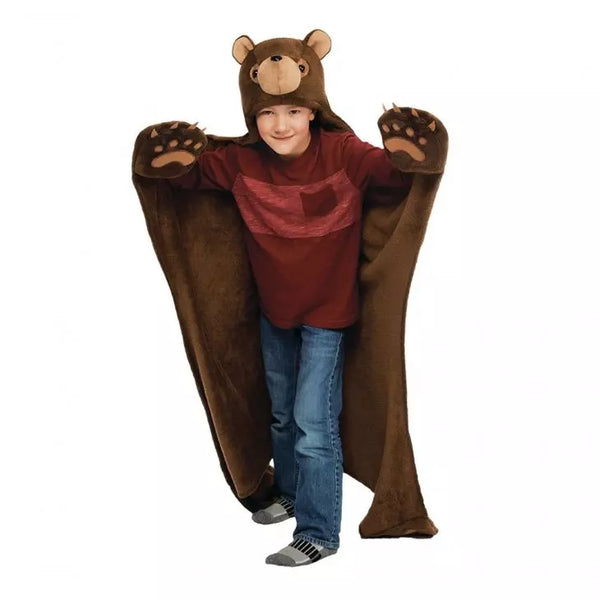 Hooded Kids Blanket - Brown Bear