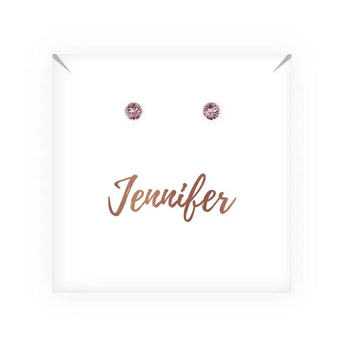 Swarovski Crystal Round Stud Earrings - Cursive