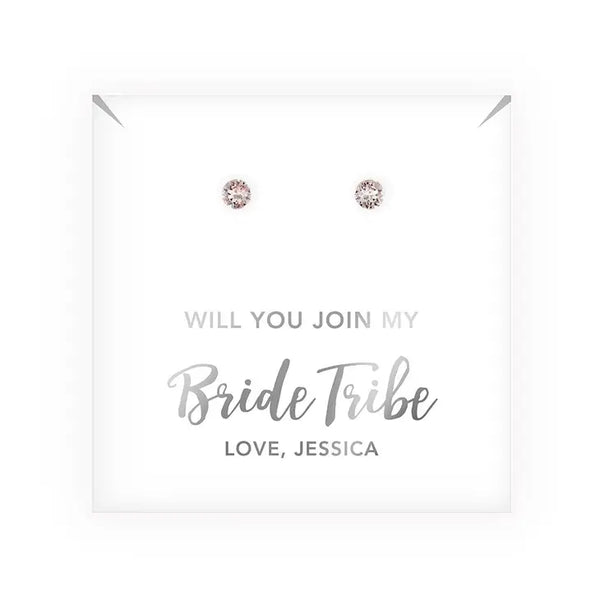 Swarovski Crystal Round Stud Earrings - Bride Tribe