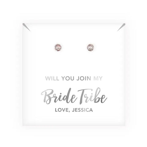 Swarovski Crystal Round Stud Earrings - Bride Tribe