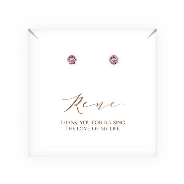 Swarovski Crystal Round Stud Earrings - Mother-In-Law Thank You