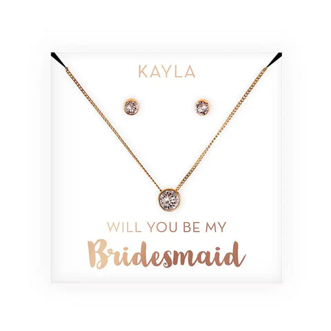 Personalized Bridal Party Crystal Jewelry Gift Set - Be My Bridesmaid?