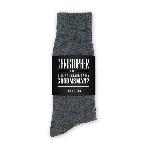 Personalized Men's Socks Wedding Gift - Will You Stand