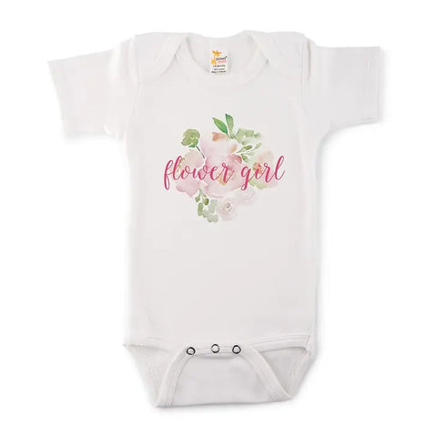 Cute Personalized White Baby Bodysuit - Flower Girl