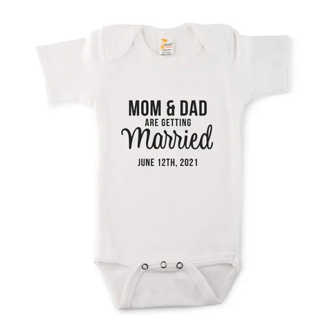 Cute Personalized White Baby Bodysuit - Getting Married