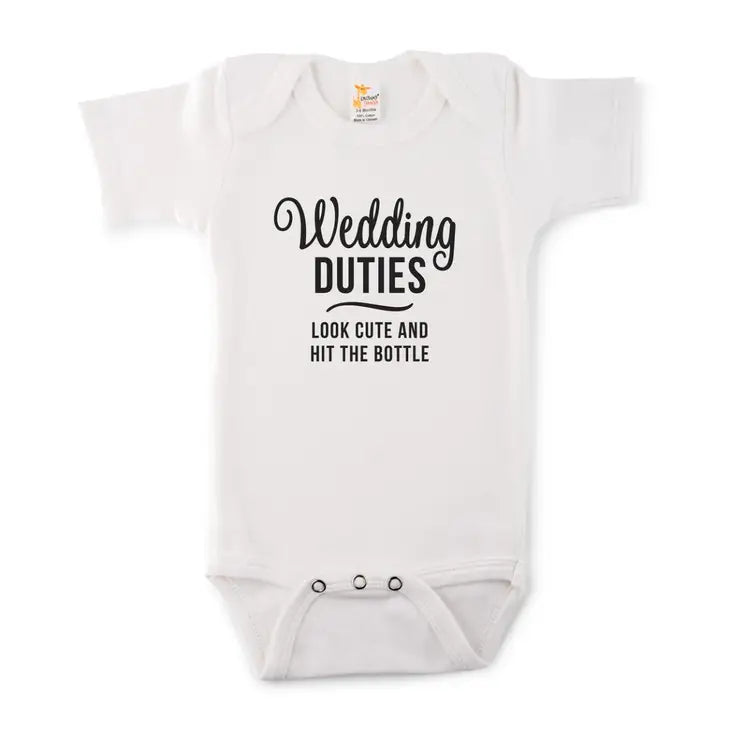 Cute Personalized White Baby Bodysuit - Wedding Duties