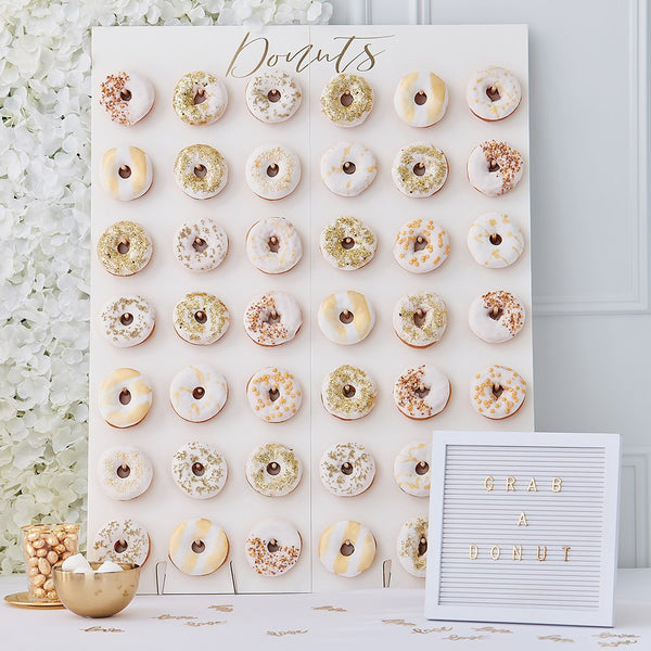 Large Donut Wall Display - White & Gold