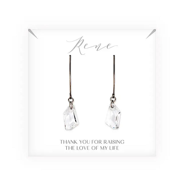 Personalized Swarovski Crystal Wedding Drop Earrings - Mother-In-Law Thank You