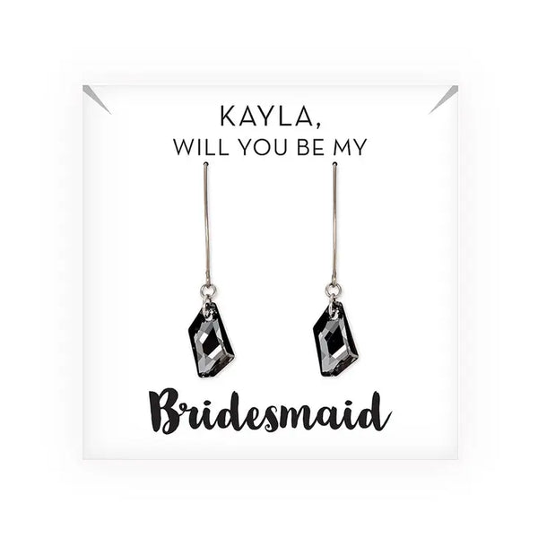 Personalized Swarovski Crystal Wedding Drop Earrings - Be My Bridesmaid?