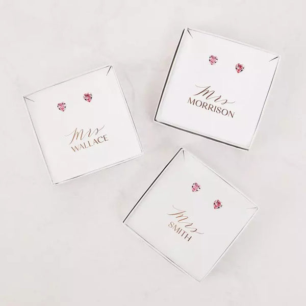 Swarovski Crystal Heart Stud Earrings - Mrs