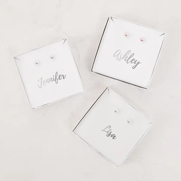 Swarovski Pearl Stud Earrings - Cursive