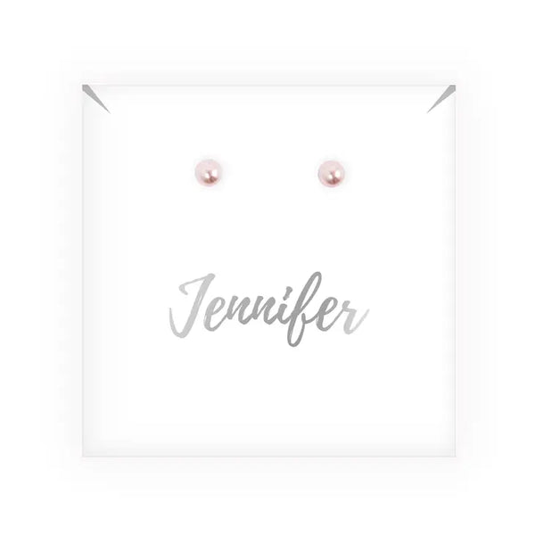 Swarovski Pearl Stud Earrings - Cursive