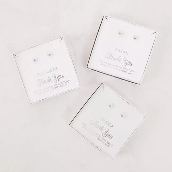 Swarovski Pearl Stud Earrings - Thank You Script