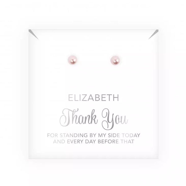 Swarovski Pearl Stud Earrings - Thank You Script