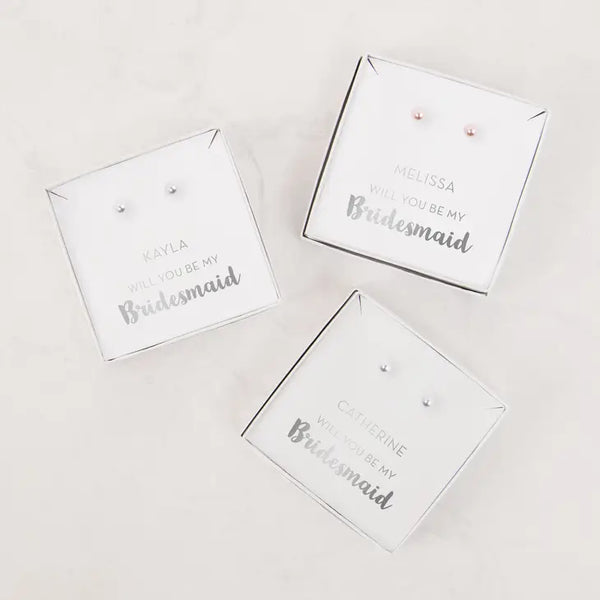 Swarovski Pearl Stud Earrings - Be My Bridesmaid?