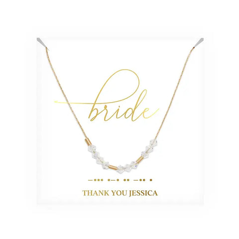 Personalized Swarovski Crystal Morse Code Necklace - Bride