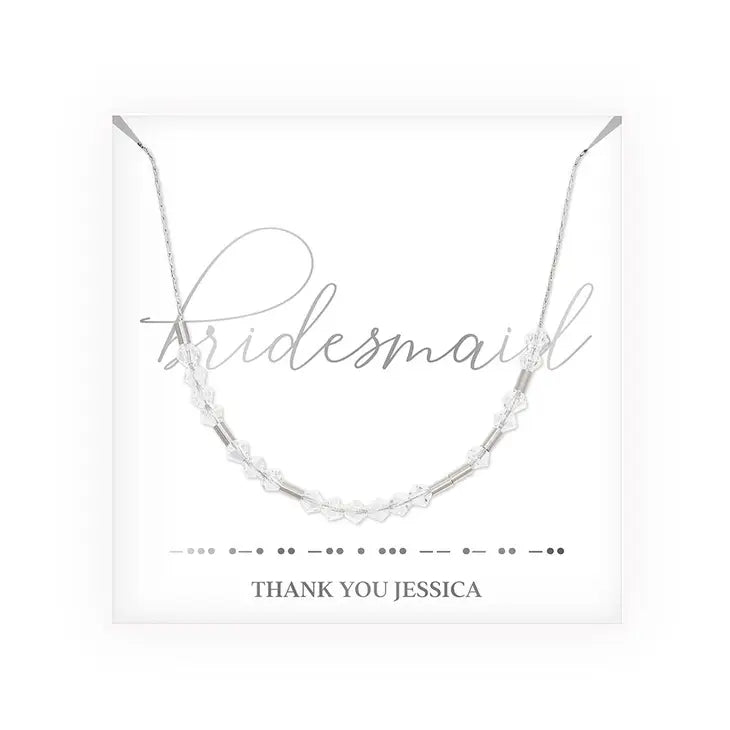 Personalized Swarovski Crystal Morse Code Necklace - Bridesmaid