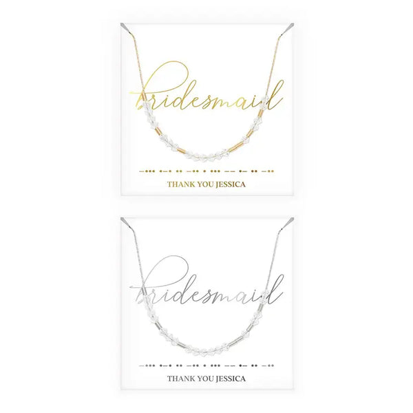 Personalized Swarovski Crystal Morse Code Necklace - Bridesmaid