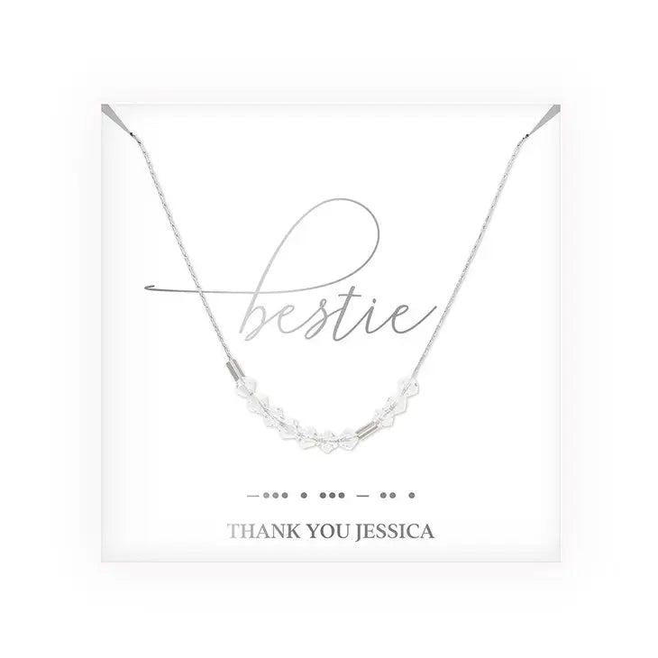 Personalized Swarovski Crystal Morse Code Necklace - Bestie