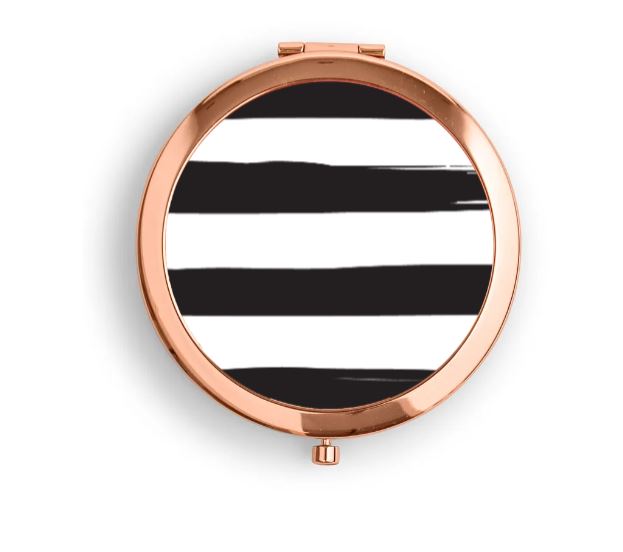 Personalized Engraved Bridal Party Compact Mirror - Horizontal Stripe